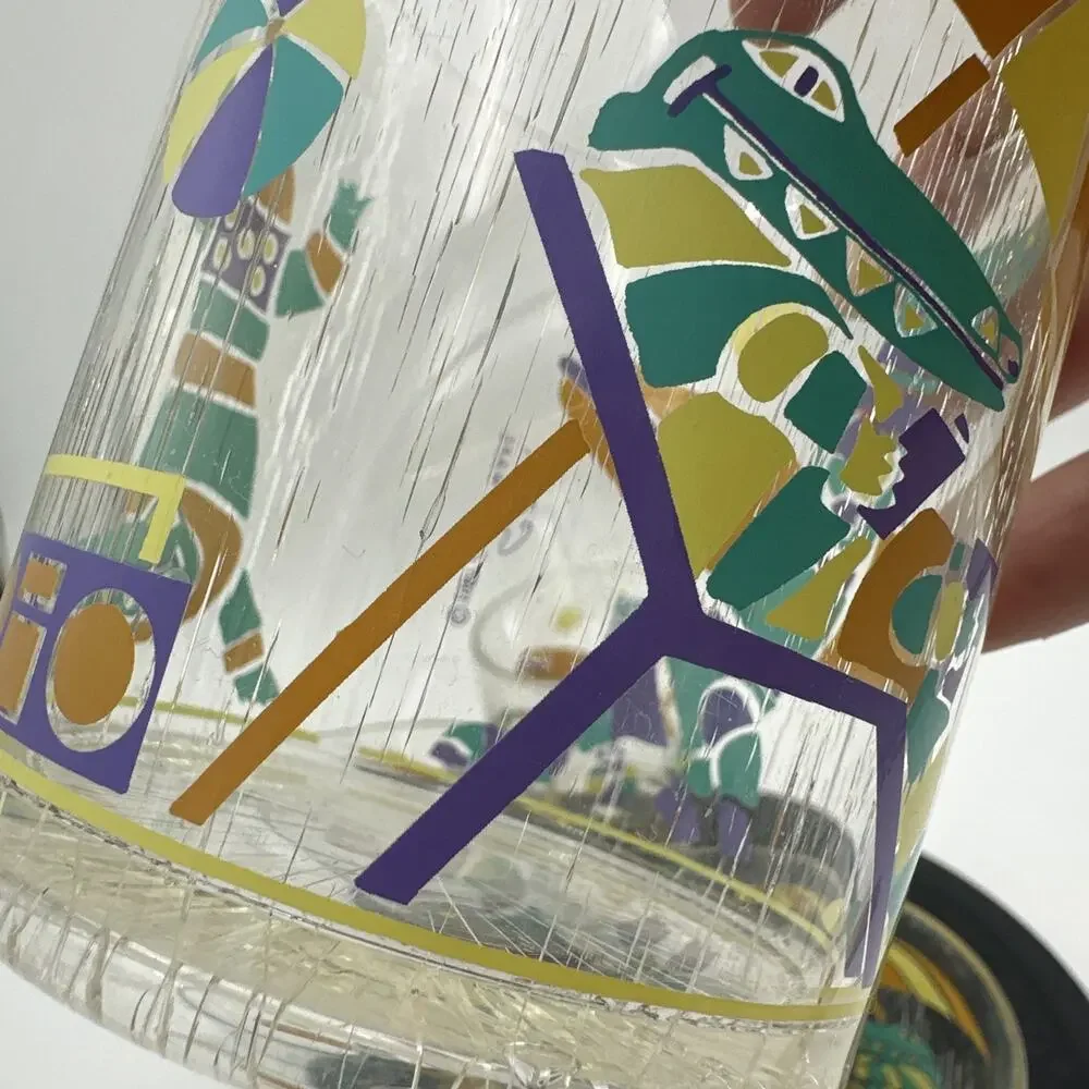 Vintage Set of 4 Retro 1990s Crocodile Splash Tumblers Plastic Cups